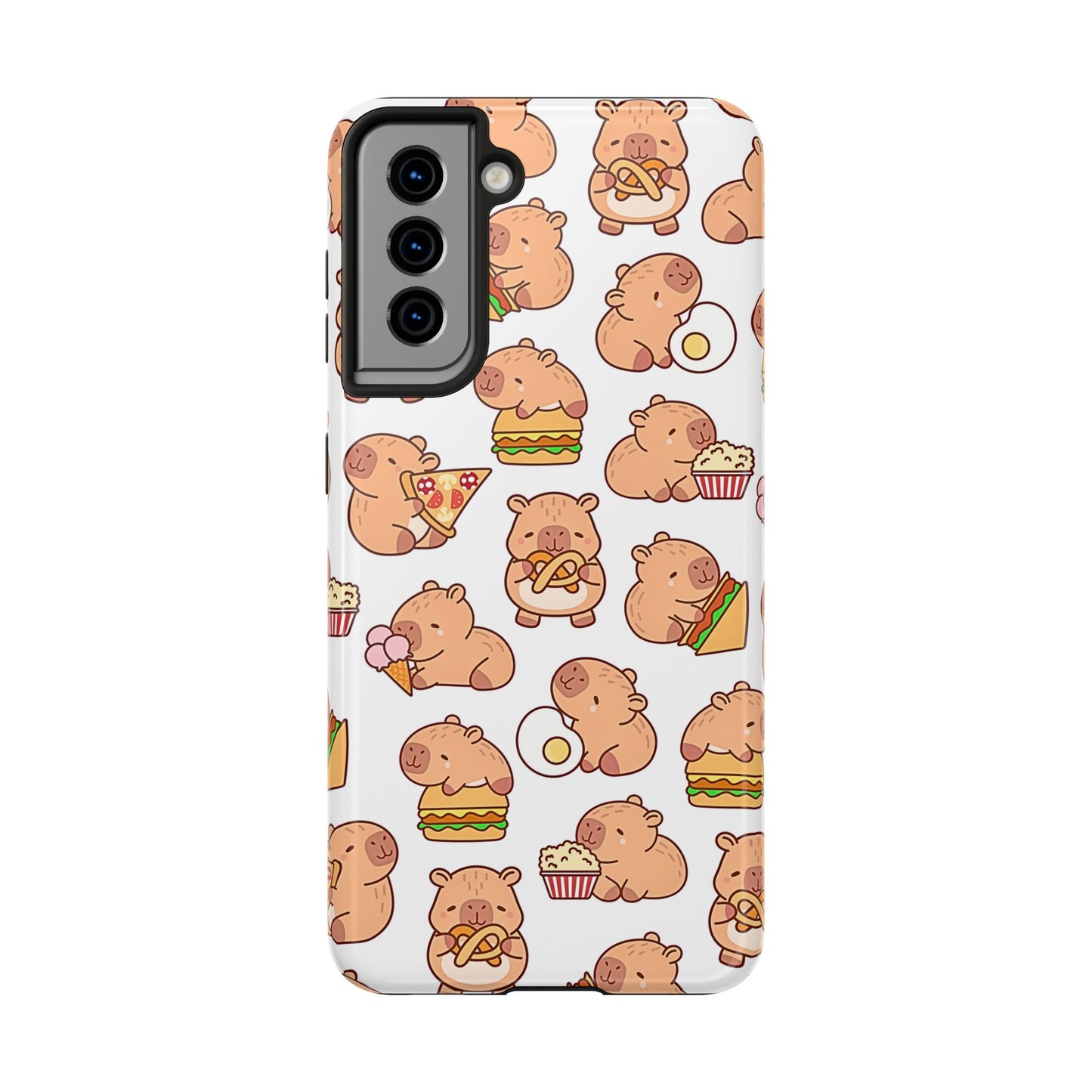 Cute Capybara Eating Pizza Ice Cream & Snacks Cartoon Food Tough Phone Case | Animals