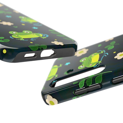 Kawaii Froggy Pattern Black Tough Phone Case | Animals