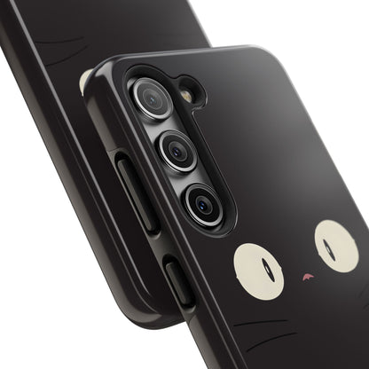 Adorable Black Cat Face and Eyes Minimal Tough Phone Case | Animals