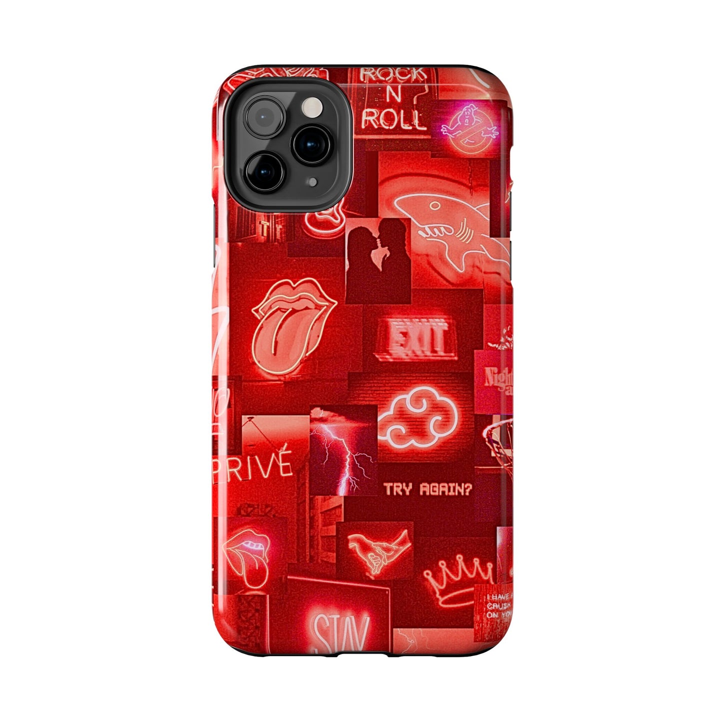 Funda resistente para teléfono con diseño de neón rojo | Estética