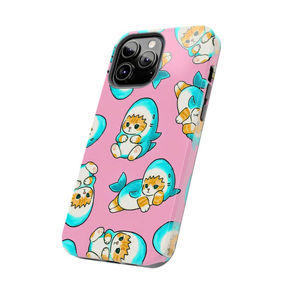 Pink Cute Shark Cats Pattern Tough Phone Case | Animals