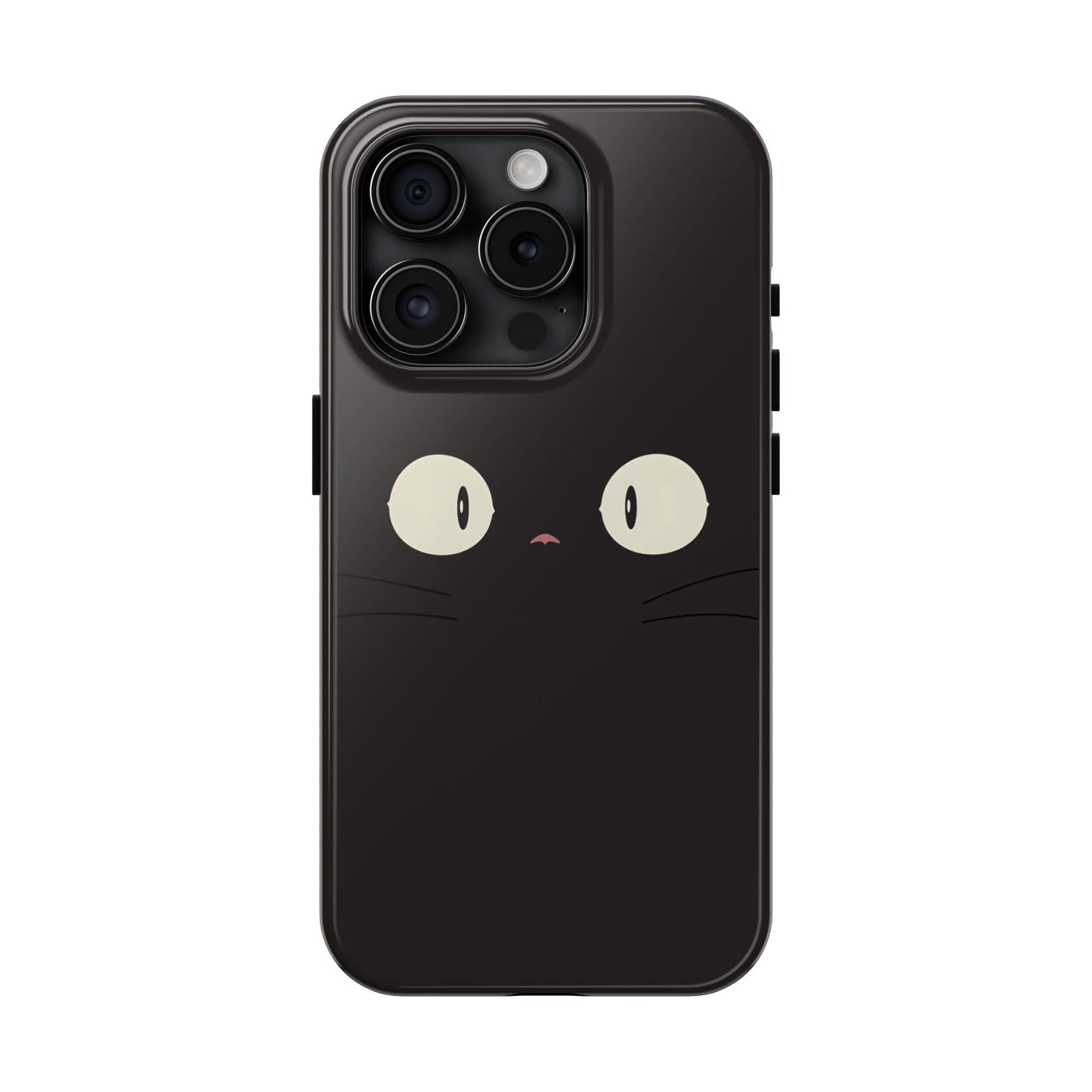 Adorable Black Cat Face and Eyes Minimal Tough Phone Case | Animals