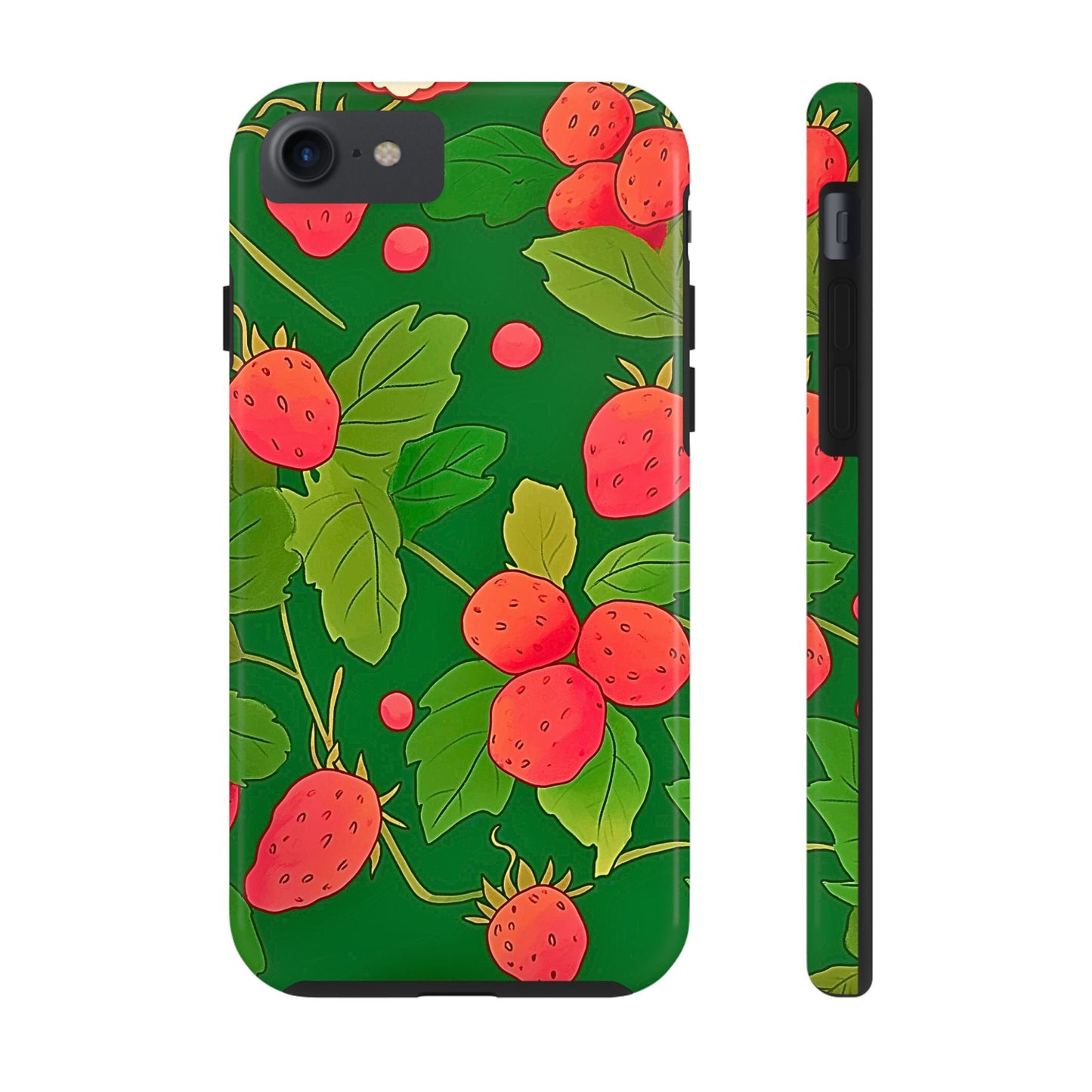 Dark Strawberry Pattern Preppy Tough Phone Case | Aesthetic