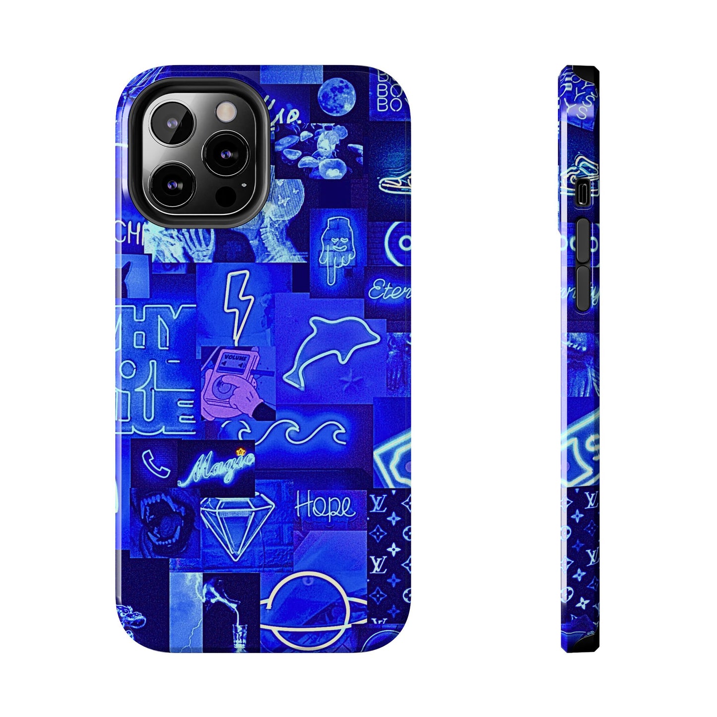 Blue Neon Style Tough Phone Case | Aesthetic