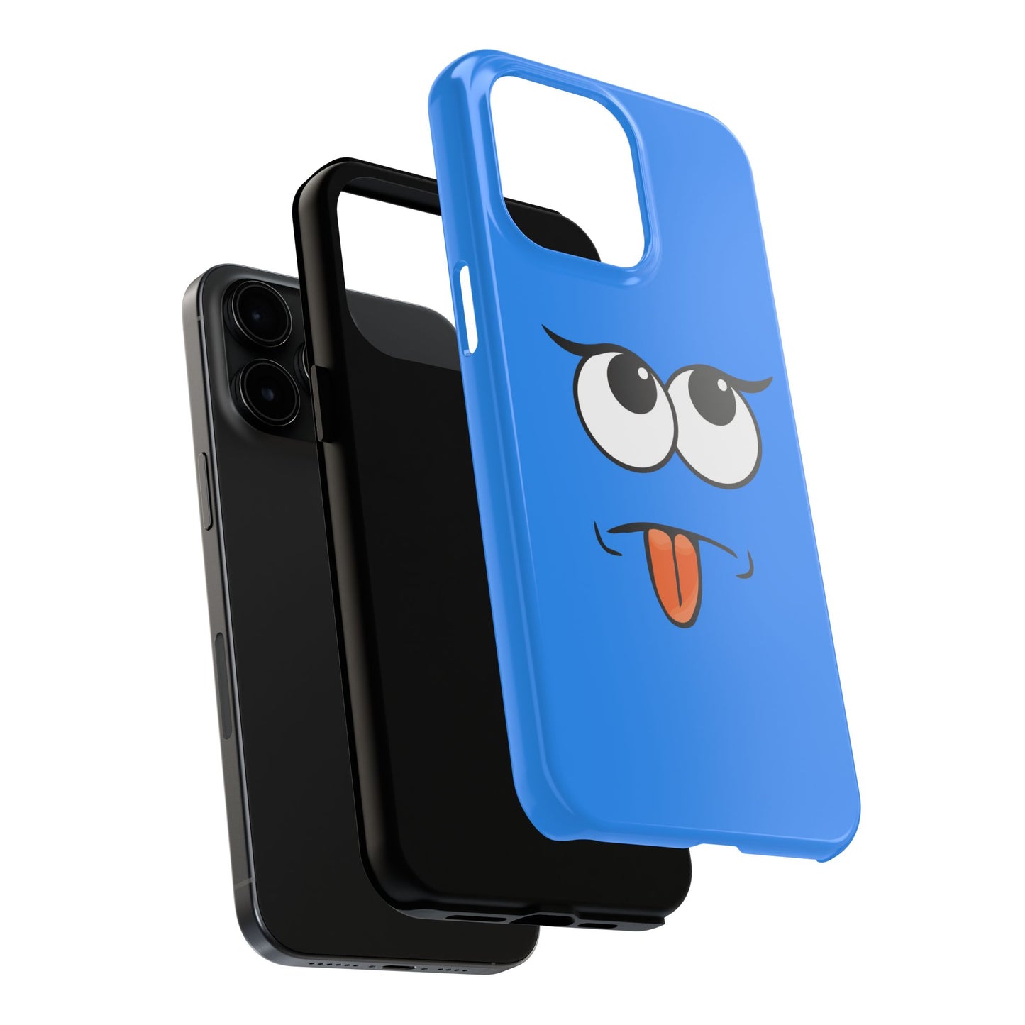 Silly Tongue Out Cartoon Face Blue Background Tough Phone Case | Funny