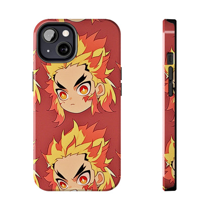 Rengoku Head Pattern Dark Orange Tough Phone Case | Anime - Demon Slayer