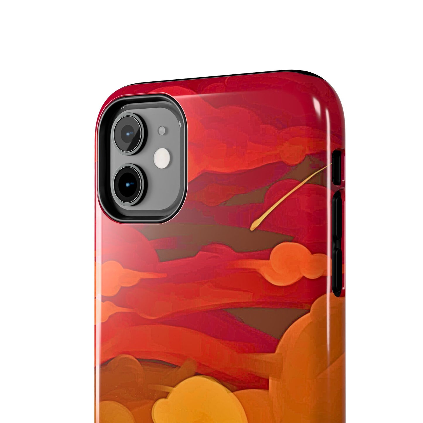 Funda resistente para teléfono con diseño de nubes rojas y naranjas | Estética