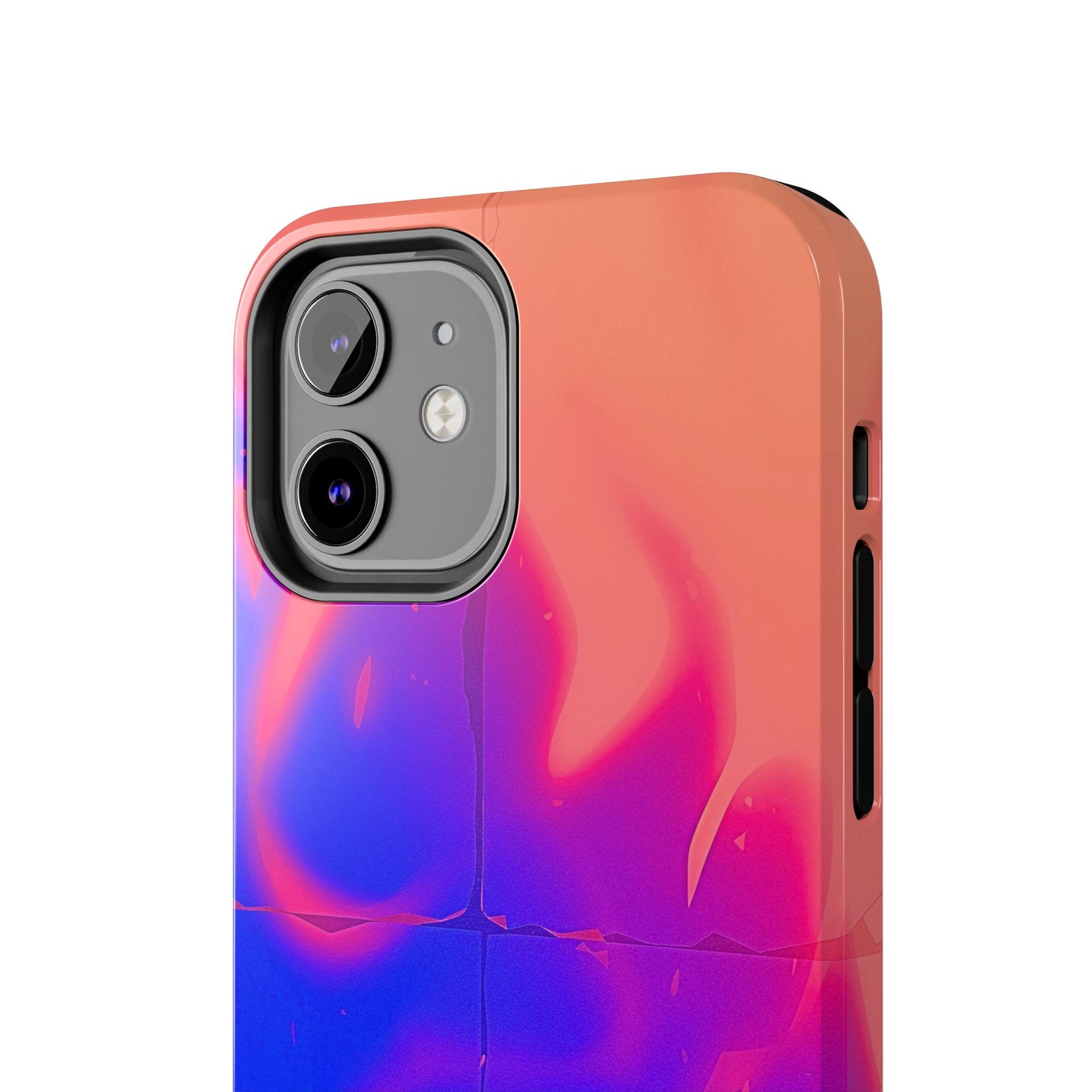 Funda resistente para teléfono con diseño de llamas, degradado abstracto y resplandor del atardecer | Estética