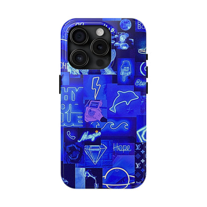 Blue Neon Style Tough Phone Case | Aesthetic