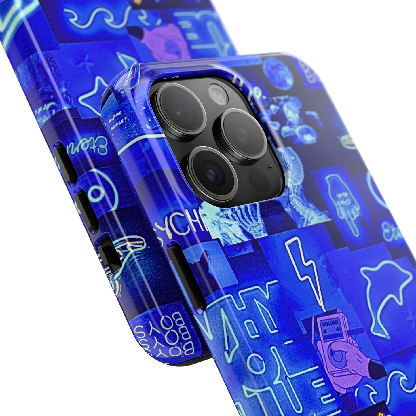 Blue Neon Style Tough Phone Case | Aesthetic