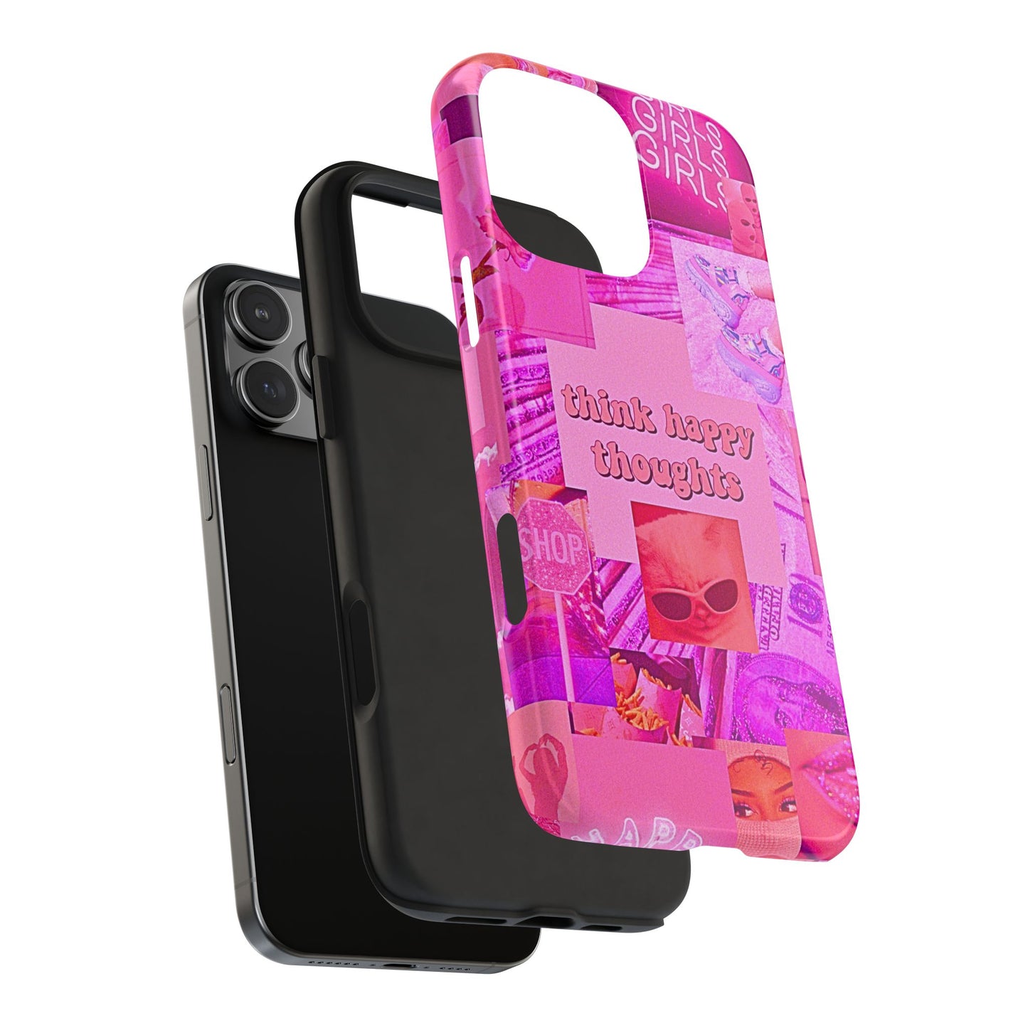 Think Happy Thoughts Pink Tough Phone Case | Aesthetic