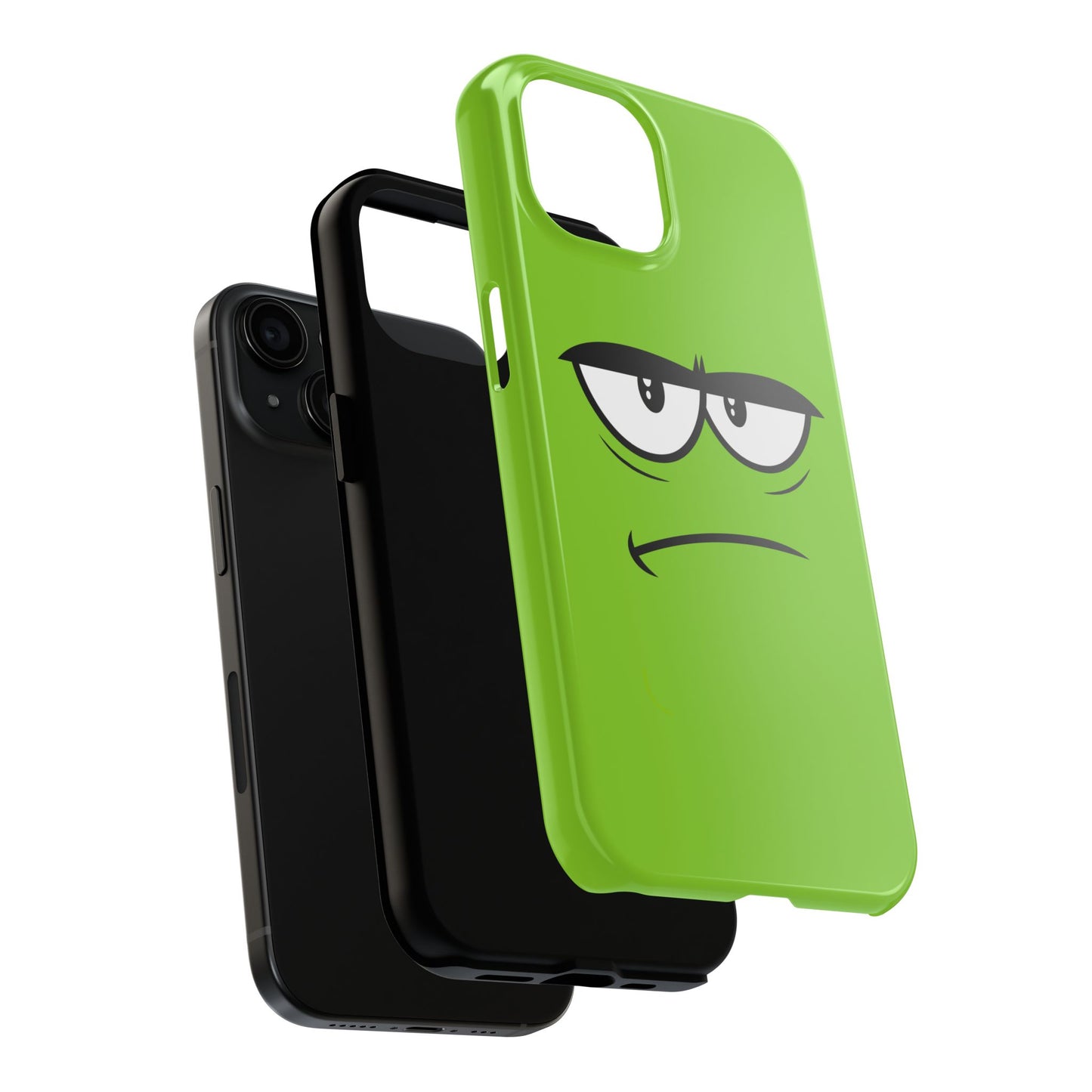 Grumpy Mood Face Green Background Funny Expression Tough Phone Case | Funny