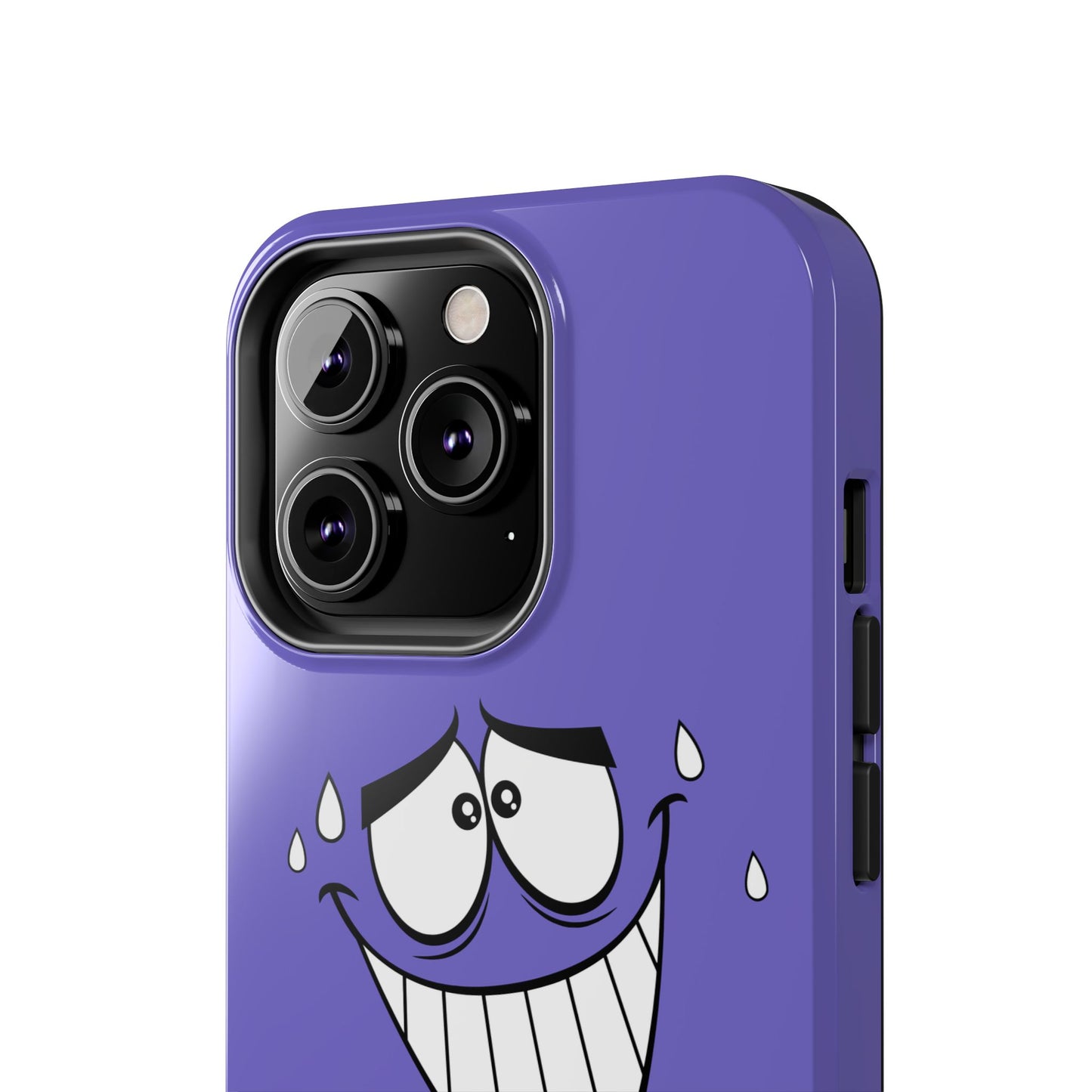 Awkward Nervous Cartoon Face Purple Background Tough Phone Case | Funny
