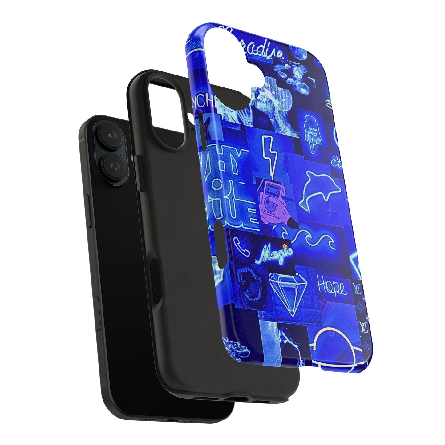 Blue Neon Style Tough Phone Case | Aesthetic