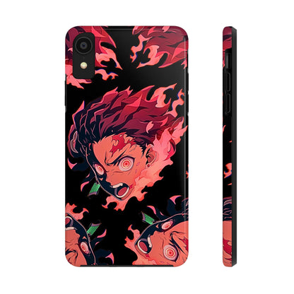 Tanjiro Kamado Flamed Style Black Tough Phone Case | Anime - Demon Slayer