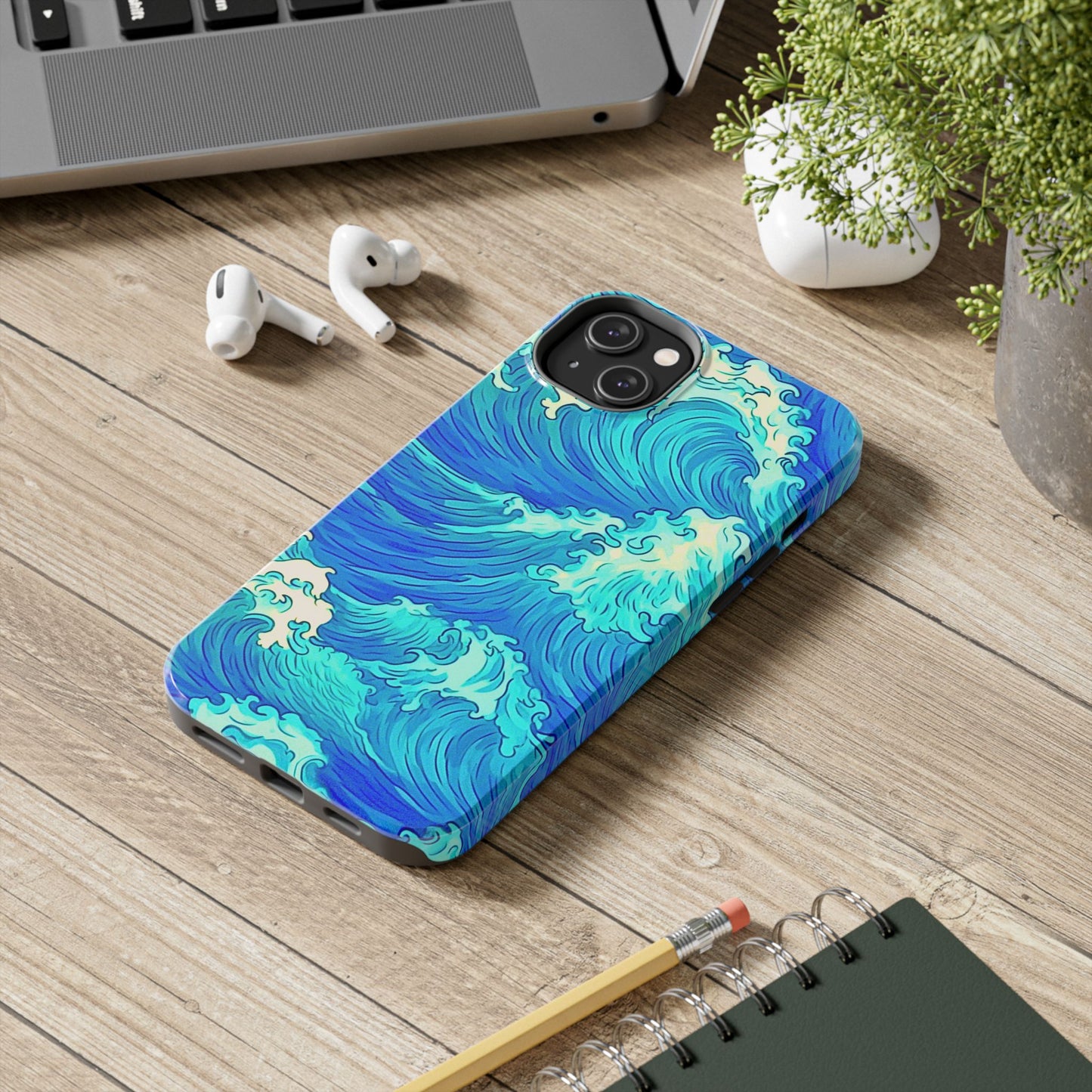 Funda resistente para teléfono con diseño de olas de agua | Estética