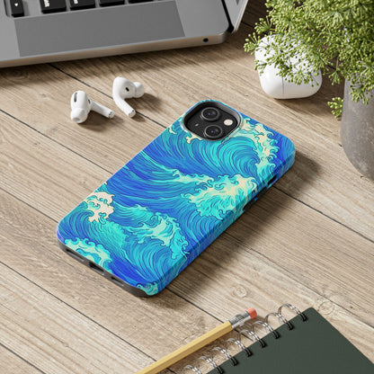 Funda resistente para teléfono con diseño de olas de agua | Estética