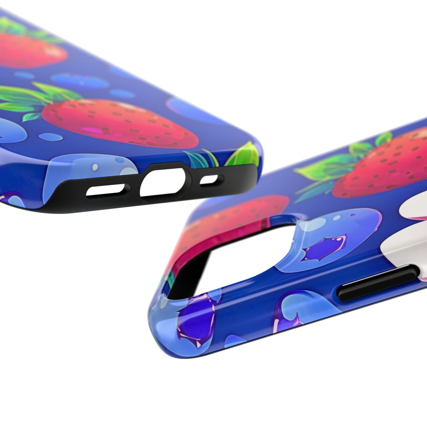 Cute Blueberry Strawberry Fruit Pattern Tough Phone Case | Aesthetic