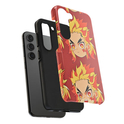 Rengoku Head Pattern Dark Orange Tough Phone Case | Anime - Demon Slayer