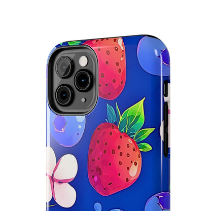 Cute Blueberry Strawberry Fruit Pattern Tough Phone Case | Aesthetic