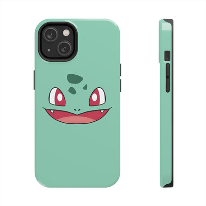 Green Leaf Dino Smile Red Eyes Cute Creature Tough Phone Case | Anime