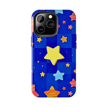 Funda resistente para teléfono con estampado de estrellas vibrantes y preppy | Estética