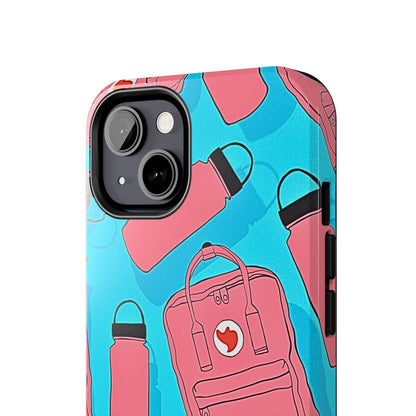 VSCO Kanken Backpack Water Bottle Pink & Blue Tough Phone Case | Aesthetic