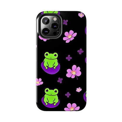 Cute Frog & Pink Flowers Pattern Style Tough Phone Case | Animals