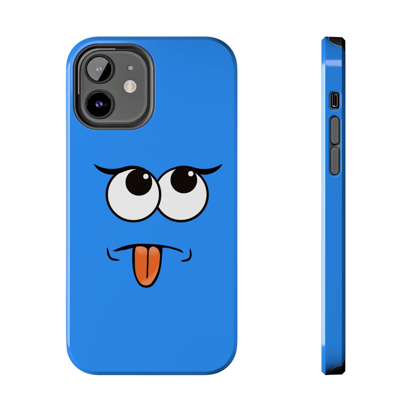 Silly Tongue Out Cartoon Face Blue Background Tough Phone Case | Funny