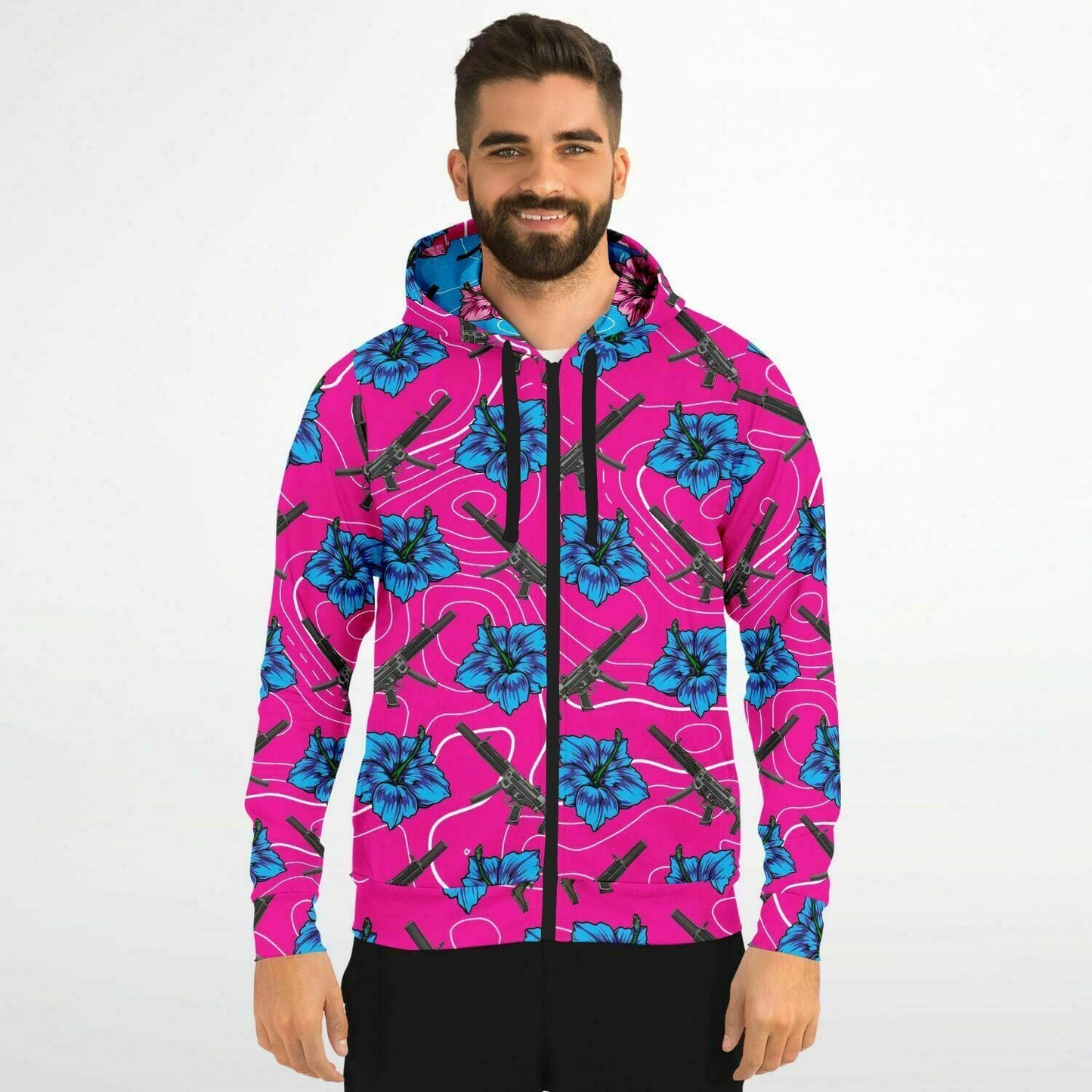 Rad Palm High Capacity Hibiscus Zip Up Hoodie
