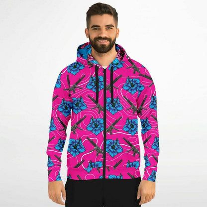 Rad Palm High Capacity Hibiscus Zip Up Hoodie