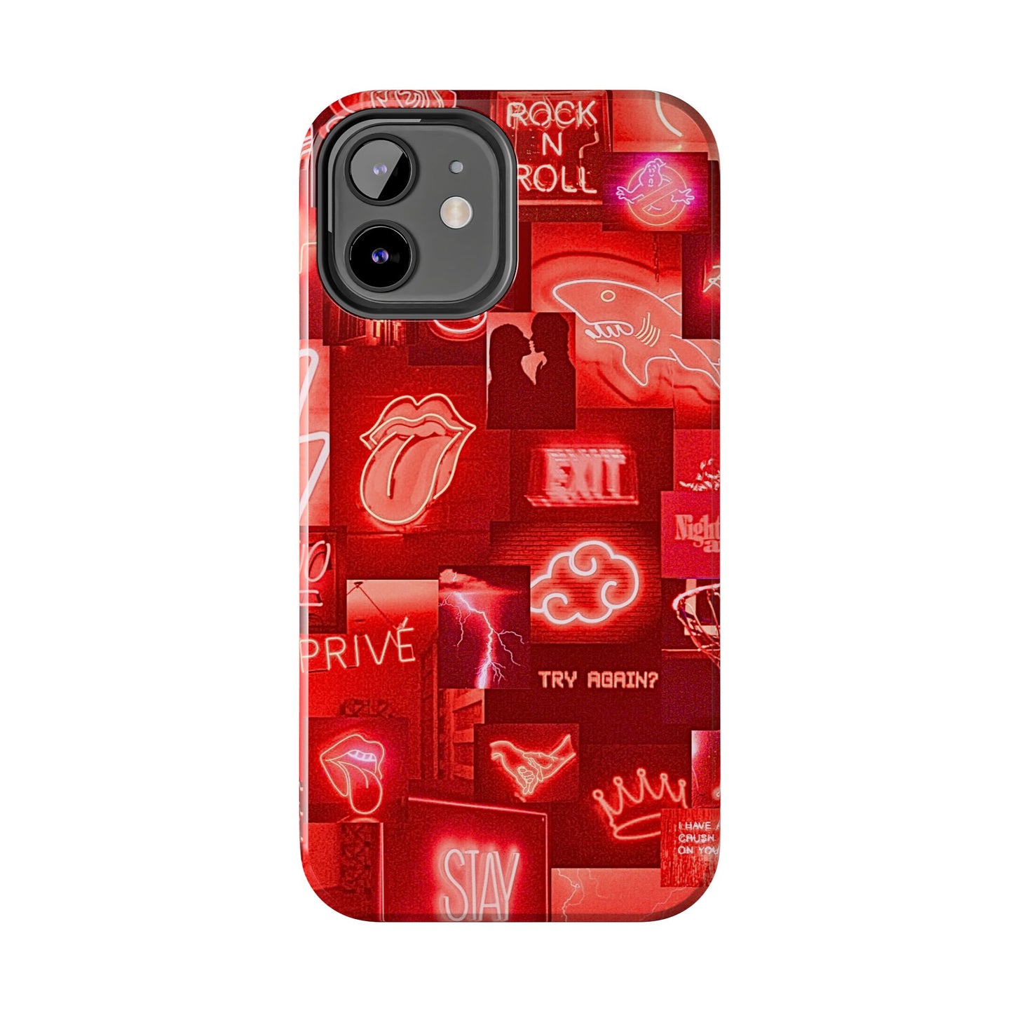 Funda resistente para teléfono con diseño de neón rojo | Estética