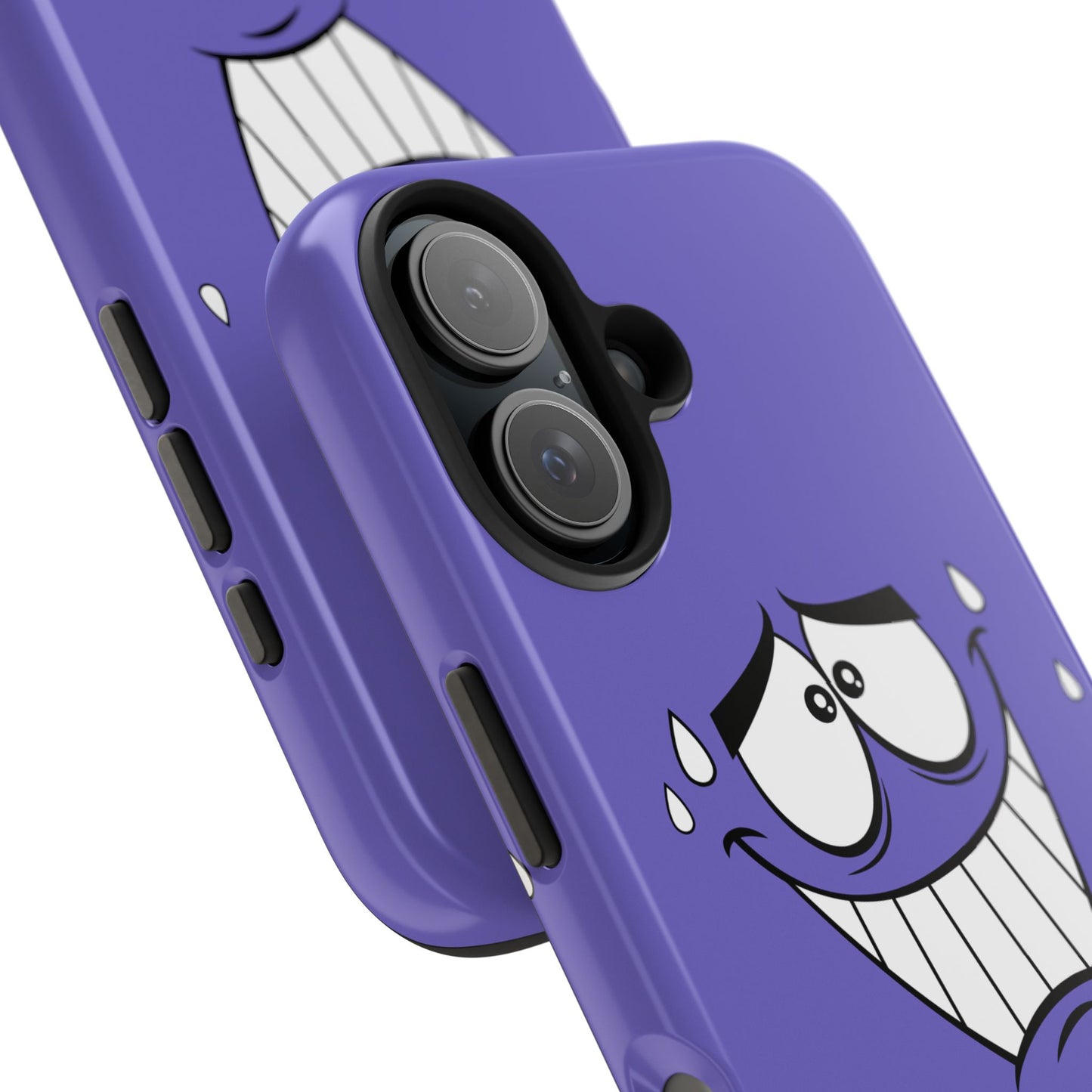 Awkward Nervous Cartoon Face Purple Background Tough Phone Case | Funny