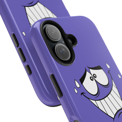 Awkward Nervous Cartoon Face Purple Background Tough Phone Case | Funny
