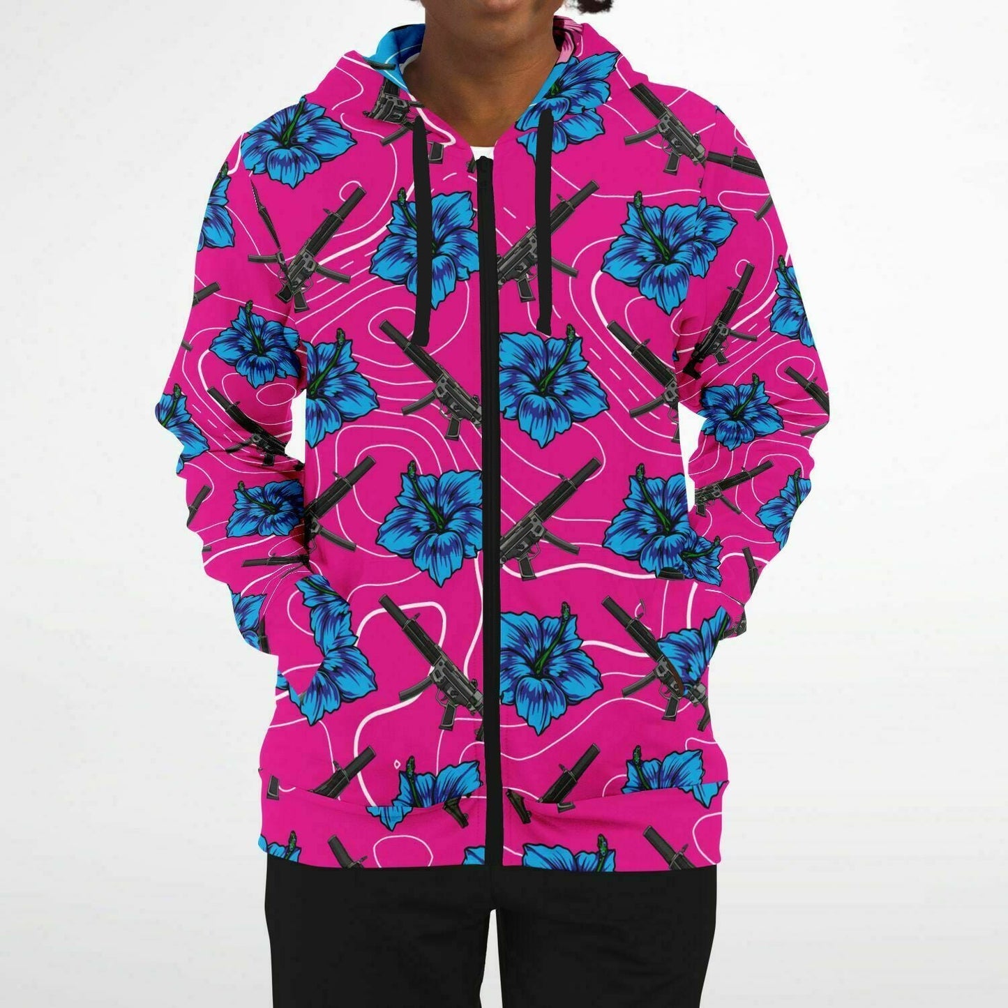 Rad Palm High Capacity Hibiscus Zip Up Hoodie
