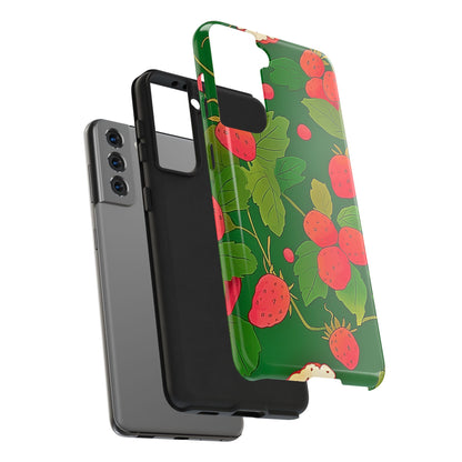 Dark Strawberry Pattern Preppy Tough Phone Case | Aesthetic