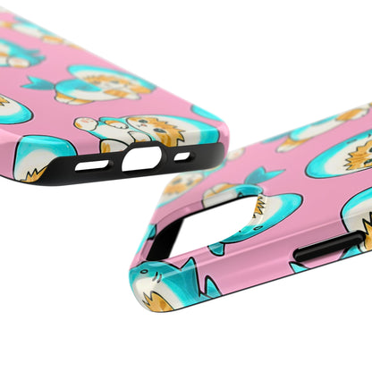 Pink Cute Shark Cats Pattern Tough Phone Case | Animals