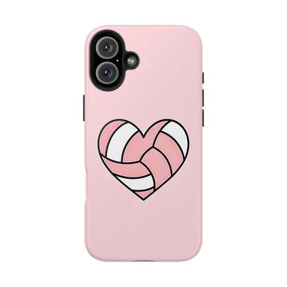 Pink Volleyball Heart Tough Phone Case | Aesthetic