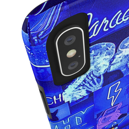 Blue Neon Style Tough Phone Case | Aesthetic