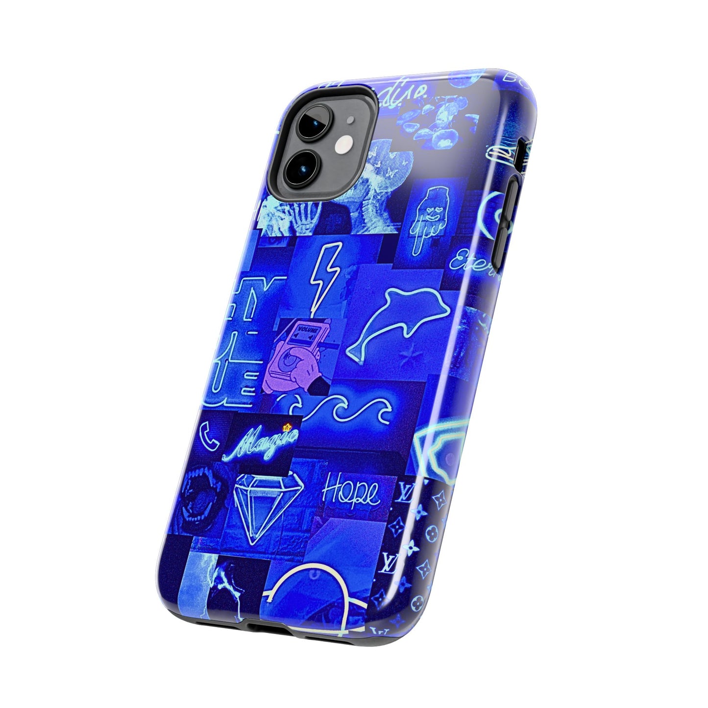 Blue Neon Style Tough Phone Case | Aesthetic