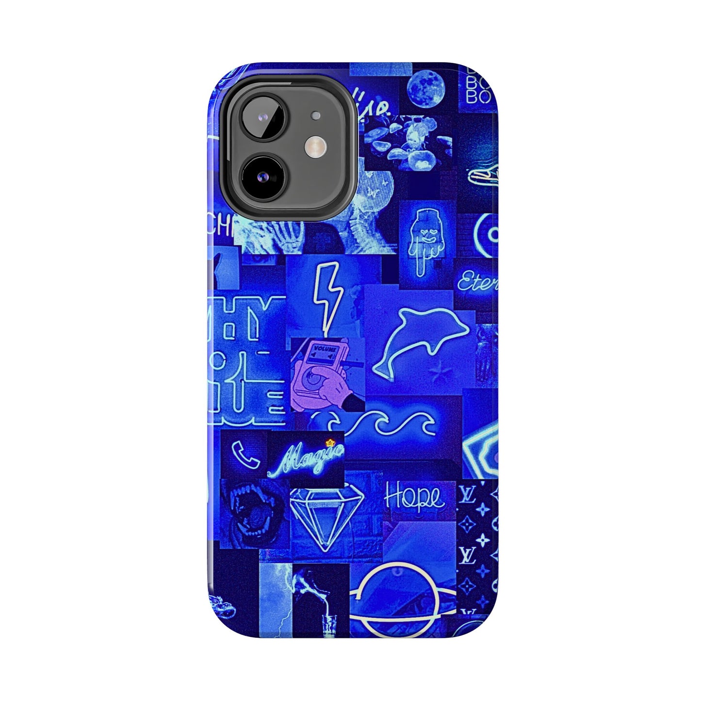 Blue Neon Style Tough Phone Case | Aesthetic