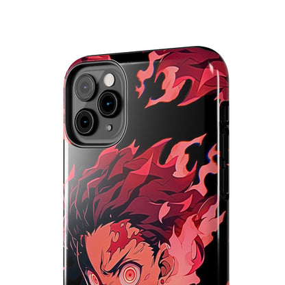 Tanjiro Kamado Flamed Style Black Tough Phone Case | Anime - Demon Slayer