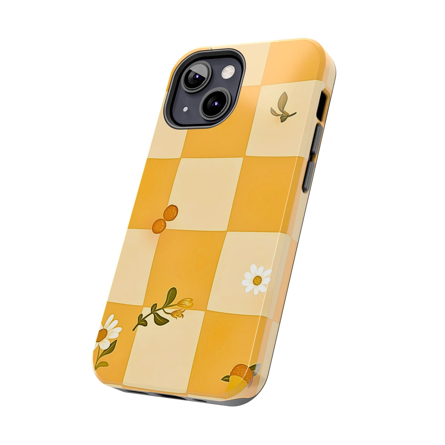 Yellow Checkered Preppy Daisies Tough Phone Case | Aesthetic