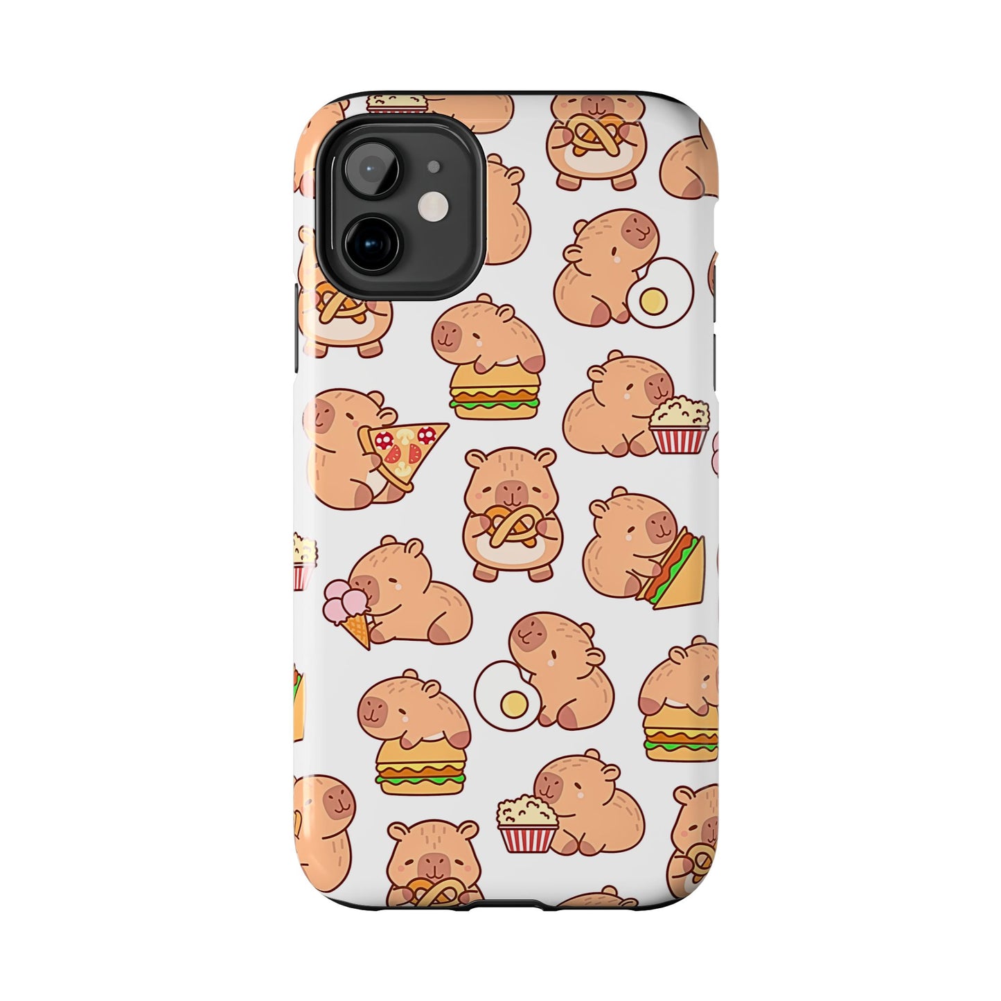 Cute Capybara Eating Pizza Ice Cream & Snacks Cartoon Food Tough Phone Case | Animals
