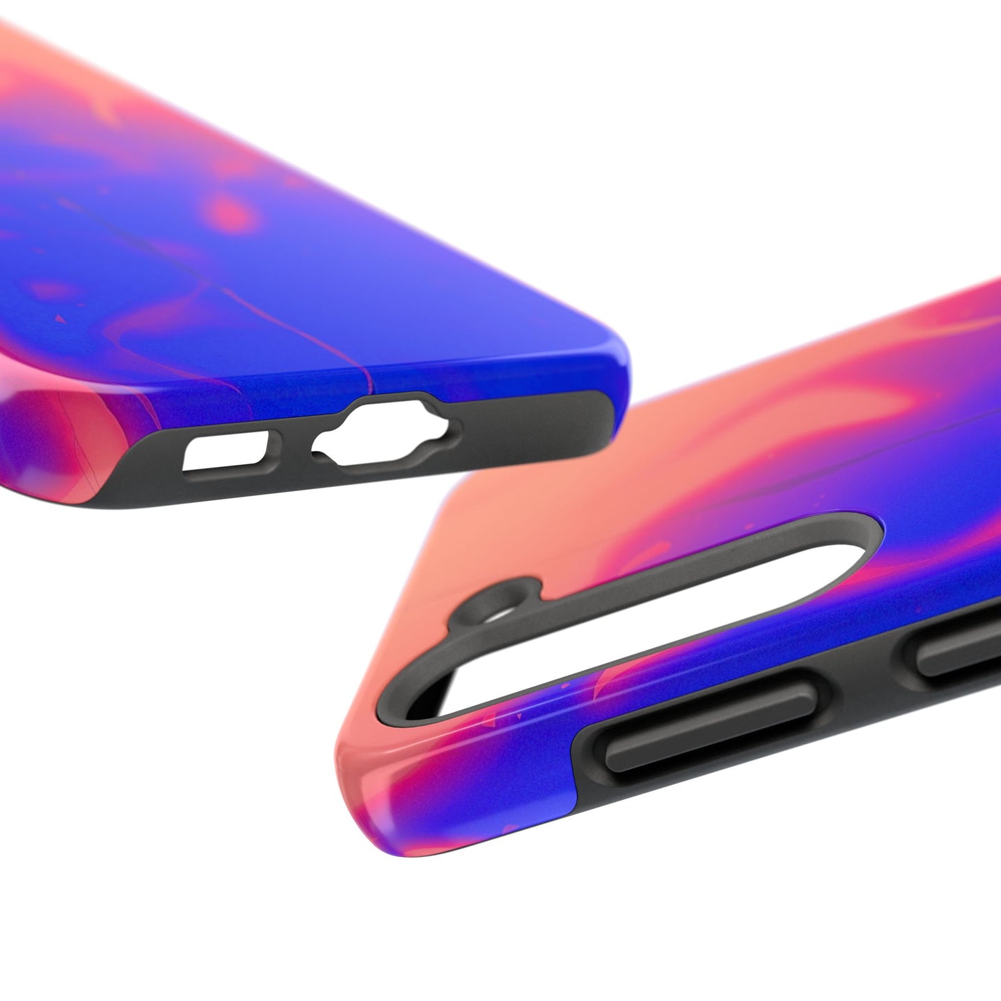 Funda resistente para teléfono con diseño de llamas, degradado abstracto y resplandor del atardecer | Estética