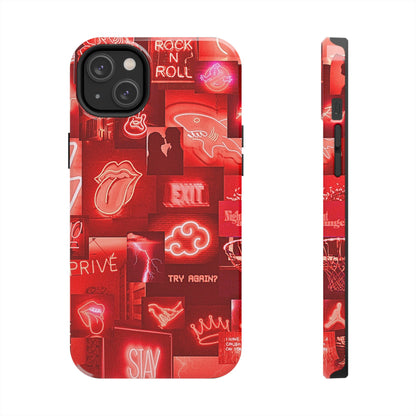 Funda resistente para teléfono con diseño de neón rojo | Estética