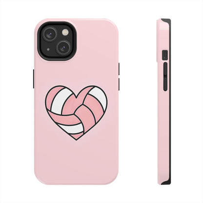 Pink Volleyball Heart Tough Phone Case | Aesthetic