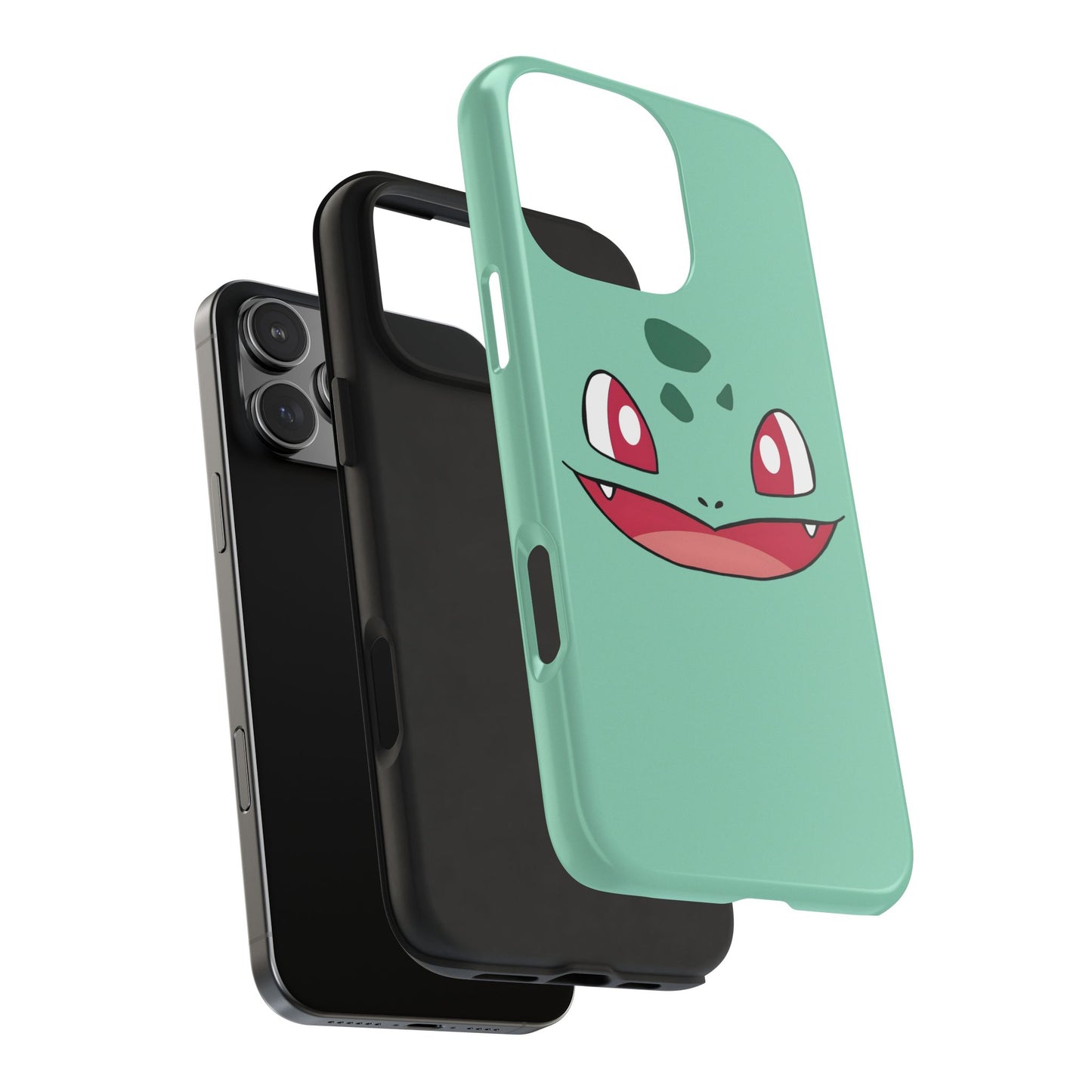 Green Leaf Dino Smile Red Eyes Cute Creature Tough Phone Case | Anime