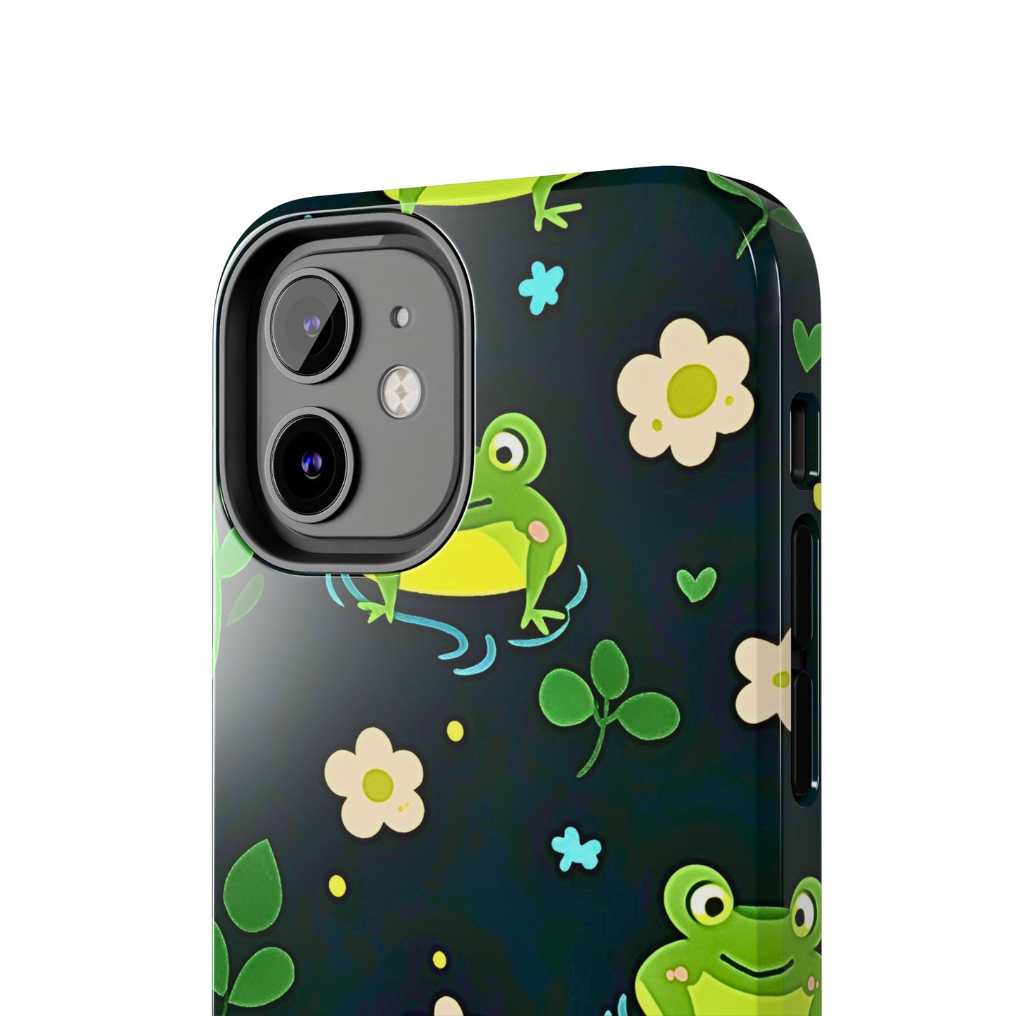 Kawaii Froggy Pattern Black Tough Phone Case | Animals