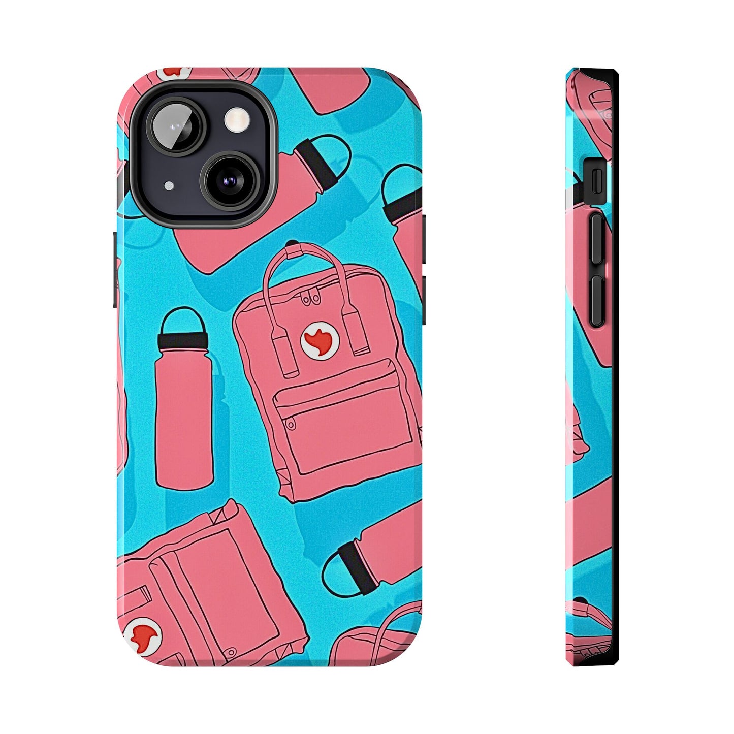 VSCO Kanken Backpack Water Bottle Pink & Blue Tough Phone Case | Aesthetic